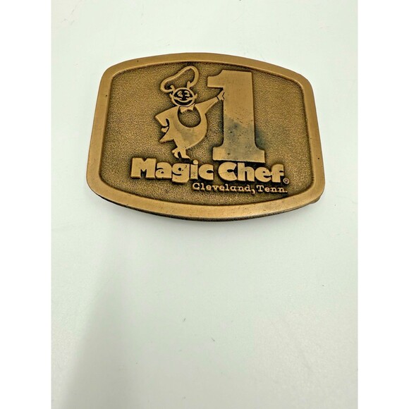 RARE Vintage Magic Chef Collectible Chef Mascot Brass Belt Buckle Cleveland TN - Picture 10 of 10